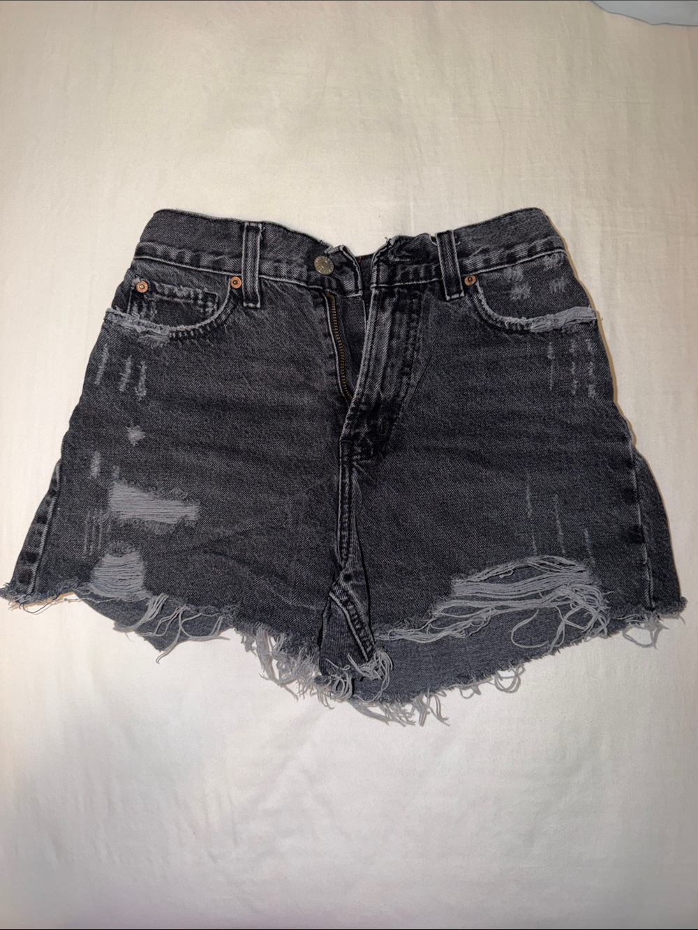 BDG Black Distressed High-Rise Denim Shorts